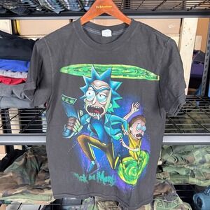 Rick and Morty AOP T Shirt Black Yazbek Heavyweight Size Medium